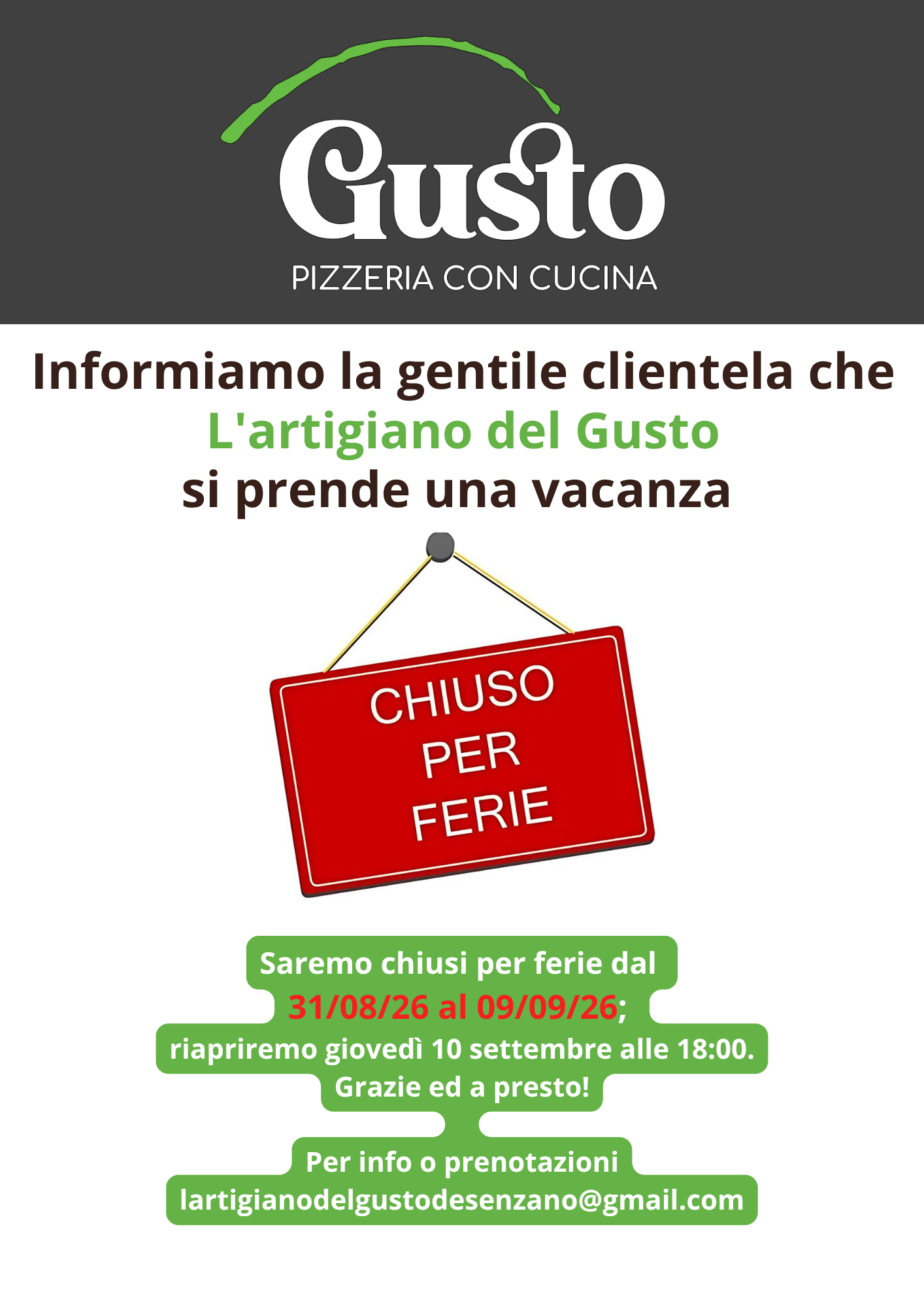 CHIUSO PER FERIE